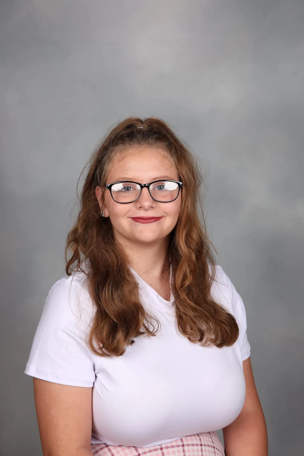 School portrait with severe glass glare