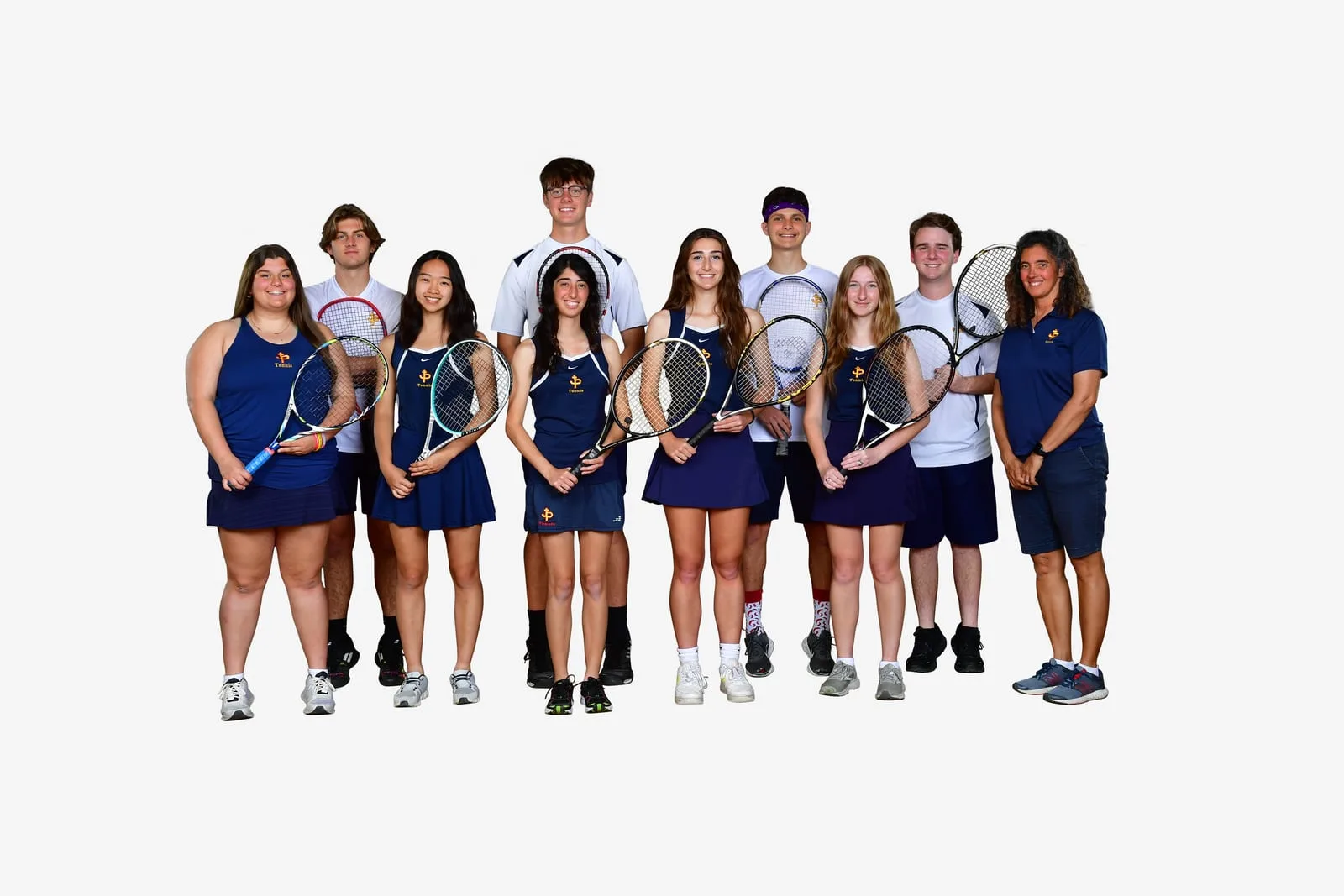 Same tennis team isolated on white